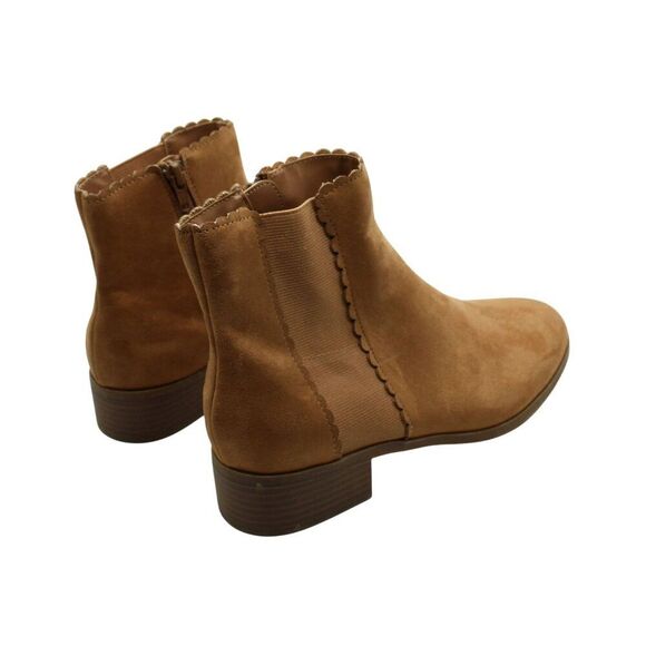 Charter Club Womens Brown Goring Scalloped Daxi Round Toe Block Heel Booties - Picture 5 of 9